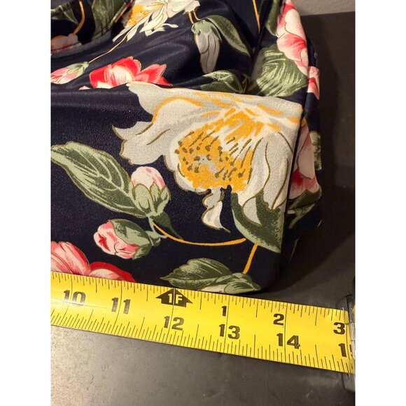 Christian Dior Floral Print Cosmetic Bag Navy Vintage Zip Pouch 9x4x14 9x8 80s - Picture 7 of 16